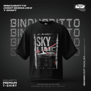 Sky Line-Premium Cotton Drop Shoulder T-Shirt